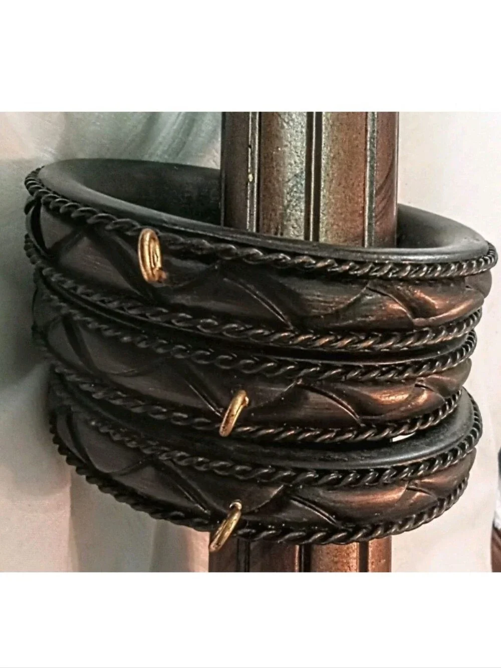(3) Drapery Curtain Rod Rings. Select Bradford Design. Resin-Wood. 3 1/4